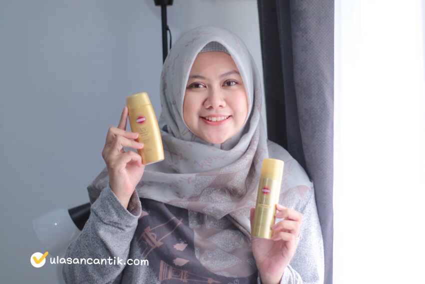 Review Suncut UV Perfect Spray & Gel Water Proof Gold Series dari Kose Cosmeport